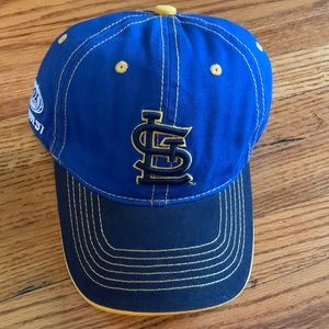 St Louis Blues Hockey blue and gold canvas adjustable cap w Fox Sports Midwest